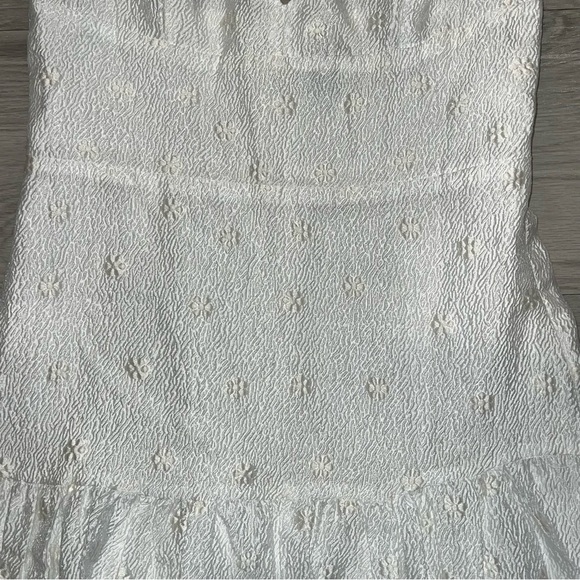 Lulu's Serene Charm White Textured Embroidered Flower Drop Waist Midi Dress - Picture 4 of 10